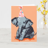 Baby Elephant Celebration Wenskaart Kaart (Gele Bloem)