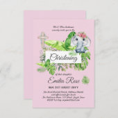 Baby Elephant CHRISTENING Invite for Girls Oerwoud (Voorkant / Achterkant)