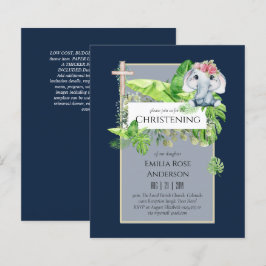 Baby Elephant CHRISTENING Invite for Girls Oerwoud
