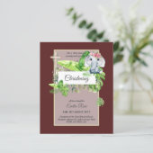 Baby Elephant CHRISTENING Invite for Girls Oerwoud (Staand voorkant)