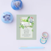 Baby Elephant CHRISTENING Invite for Girls Oerwoud Flyer (Enkel)