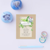 Baby Elephant CHRISTENING Invite for Girls Oerwoud Flyer (Enkel)