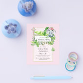 Baby Elephant CHRISTENING Invite for Girls Oerwoud Flyer (Enkel)