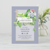 Baby Elephant CHRISTENING Invite for Girls Oerwoud Kaart (Staand voorkant)