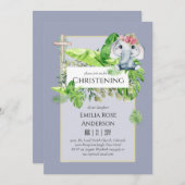 Baby Elephant CHRISTENING Invite for Girls Oerwoud Kaart (Voorkant / Achterkant)