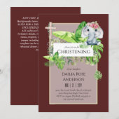 Baby Elephant CHRISTENING Invite for Girls Oerwoud Kaart (Voorkant / Achterkant)
