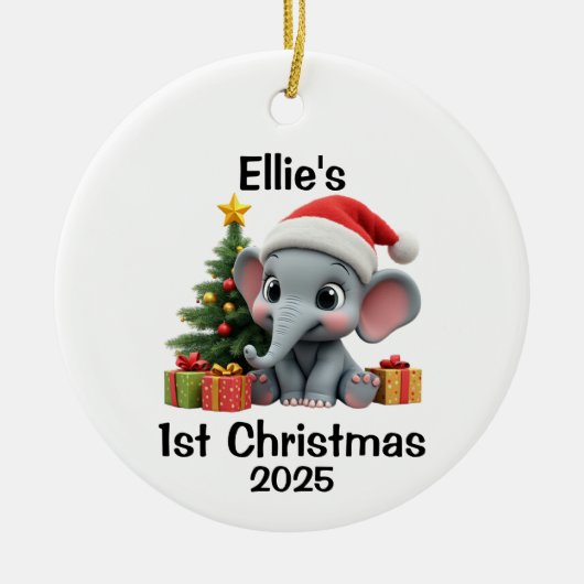 Baby Elephant Christmas Keramisch Ornament (Voorkant)