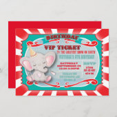 Baby Elephant Circus Ticket Birthday Uitnodiging (Voorkant / Achterkant)