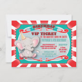 Baby Elephant Circus Ticket Birthday Uitnodiging (Voorkant)
