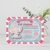 Baby Elephant Circus Ticket Birthday Uitnodiging (Staand voorkant)