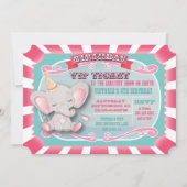 Baby Elephant Circus Ticket Birthday Uitnodiging (Voorkant)