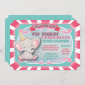 Baby Elephant Circus Ticket Birthday Uitnodiging (Voorkant / Achterkant)