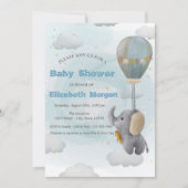 Baby Elephant, Cloud, Baby shower sterren Kaart (Voorkant)