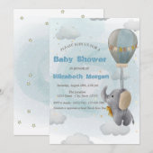 Baby Elephant, Cloud, Baby shower sterren Kaart (Voorkant / Achterkant)