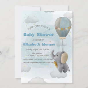 Baby Elephant, Cloud, Baby shower sterren Kaart