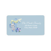 Baby Elephant Cross en Dove Baptisme Etiket (Voorkant)
