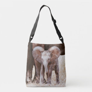 Baby Elephant Cute African Elephant met mama Crossbody Tas