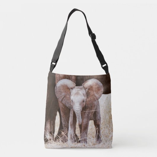 Baby Elephant Cute African Elephant met mama Crossbody Tas (Achterkant)