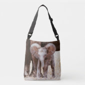 Baby Elephant Cute African Elephant met mama Crossbody Tas (Voorkant)