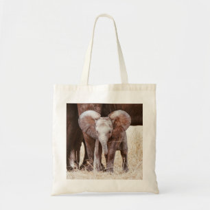 Baby Elephant Cute African Elephant met mama Tote Bag