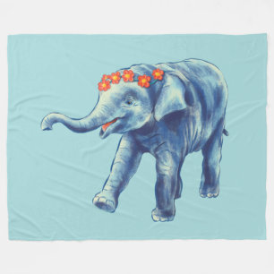 Baby Elephant Cute Blue Kinder Fleece Deken
