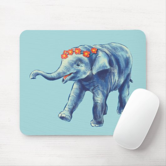 Baby Elephant Cute Blue Kinder Muismat (Met muis)
