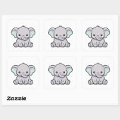 Baby Elephant – Cute Kawaii Illustration Vierkante Sticker (Vel)
