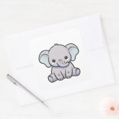 Baby Elephant – Cute Kawaii Illustration Vierkante Sticker (Envelop)