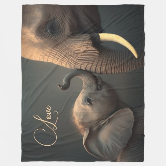 Baby Elephant Cute Love Fleece Deken (Voorkant)