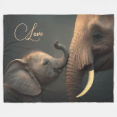 Baby Elephant Cute Love Fleece Deken (Voorkant (Horizontaal))