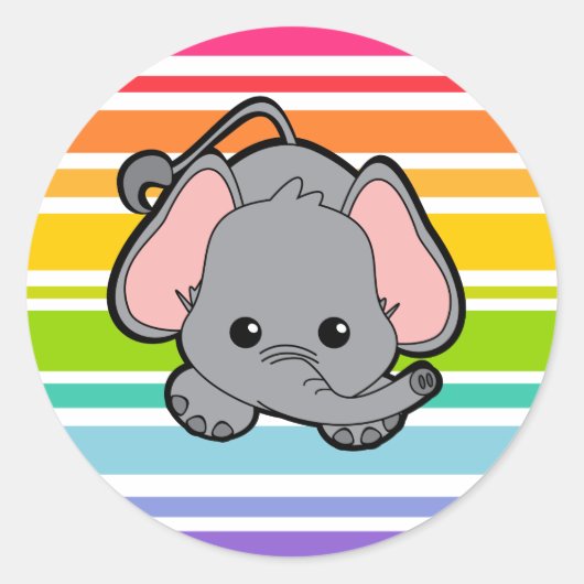 Baby Elephant Cutie Ronde Sticker (Voorkant)