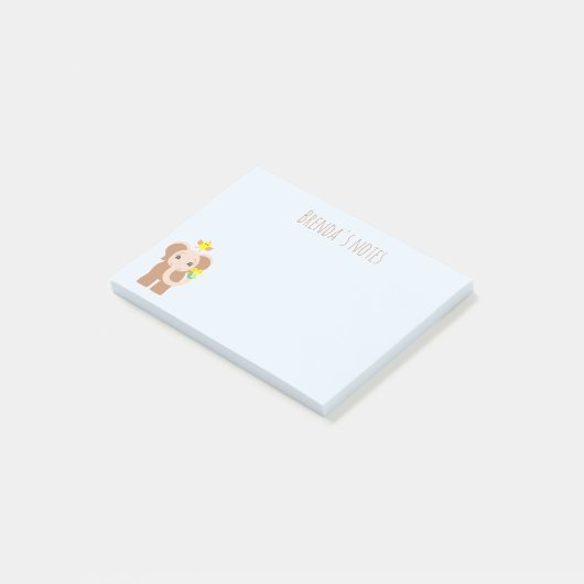 Baby Elephant Dansend Bird Yellow Flowers 4x3 Post-it® Notes (Schuin)
