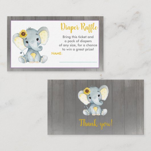 Baby Elephant diaper raffinage Yellow Informatiekaartje (Voorkant / Achterkant)