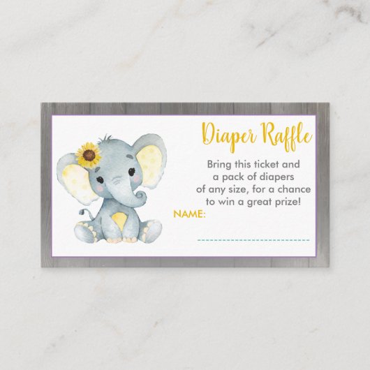 Baby Elephant diaper raffinage Yellow Informatiekaartje (Voorkant)