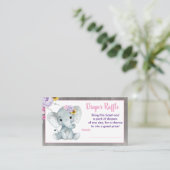 Baby Elephant diaper raffle Paars Roze Geel Informatiekaartje (Staand voorkant)