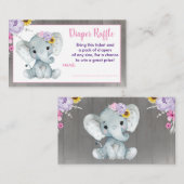 Baby Elephant diaper raffle Paars Roze Geel Informatiekaartje (Voorkant / Achterkant)