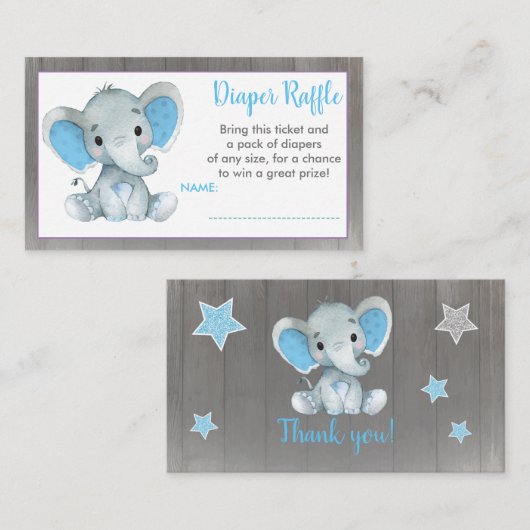 Baby Elephant diaper treinkaartje Blue Informatiekaartje (Voorkant / Achterkant)