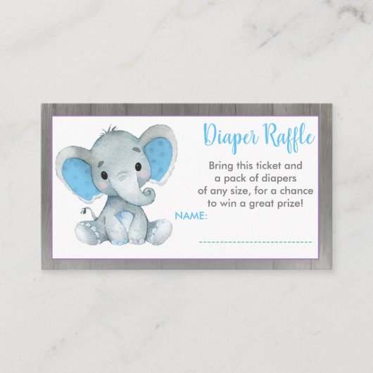 Baby Elephant diaper treinkaartje Blue Informatiekaartje (Voorkant)