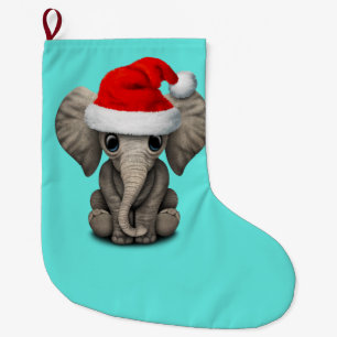 Baby Elephant die een Santa Hat draagt Grote Kerstsok