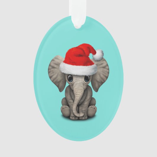 Baby Elephant die een Santa Hat draagt Ornament (voorkant)