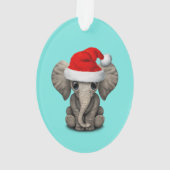 Baby Elephant die een Santa Hat draagt Ornament (achterkant)