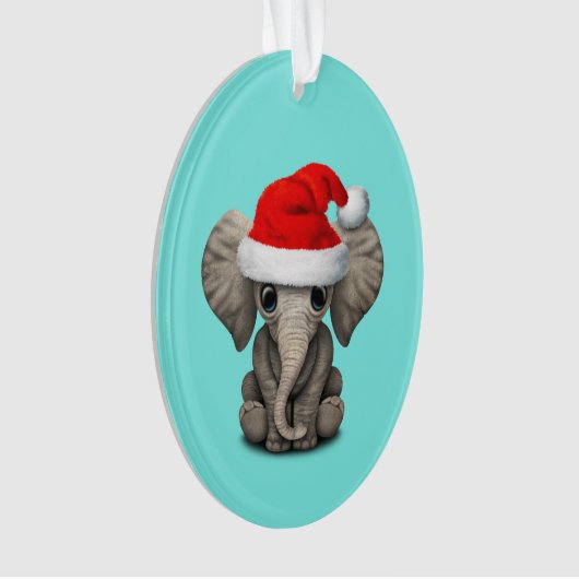 Baby Elephant die een Santa Hat draagt Ornament (voorkant)