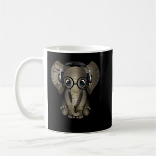 Baby Elephant DJ met hoofdtelefoon en bril Gift Koffiemok