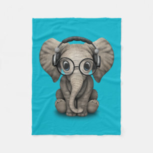 Baby Elephant Dj met hoofdtelefoon Fleece Deken