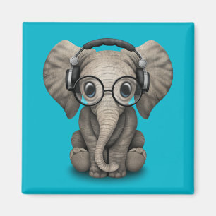  Baby Elephant Dj met hoofdtelefoon Magneet