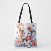 Baby Elephant en Baby Giraffe Besties Luier Tote Bag (Voorkant)