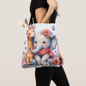 Baby Elephant en Baby Giraffe Besties Luier Tote Bag (Dichtbij)