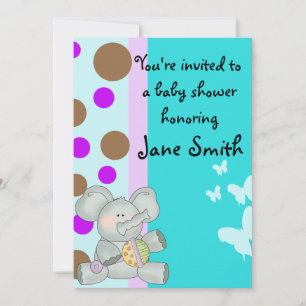 Baby Elephant en Butterflies Shower Invitation Kaart