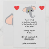 Baby Elephant en Hearts Grey Baby shower Kaart (Voorkant / Achterkant)