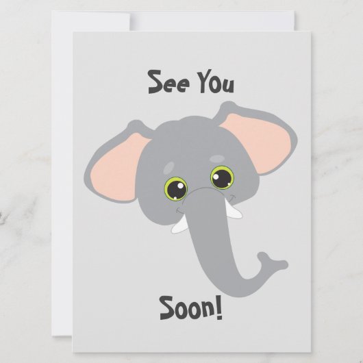 Baby Elephant en Hearts Grey Baby shower Kaart (Achterkant)